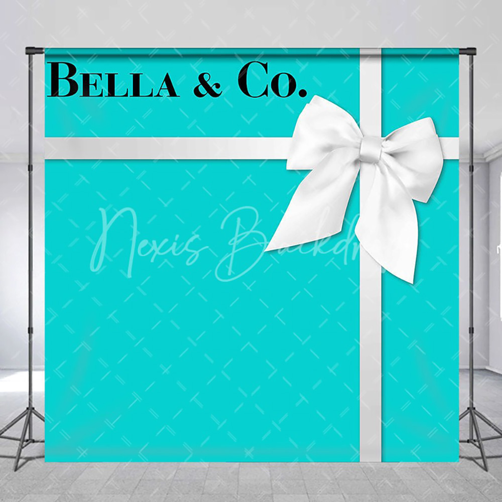 Photography Lighting Backdrop - Custom Name Bow Turquoise Blue Birthday