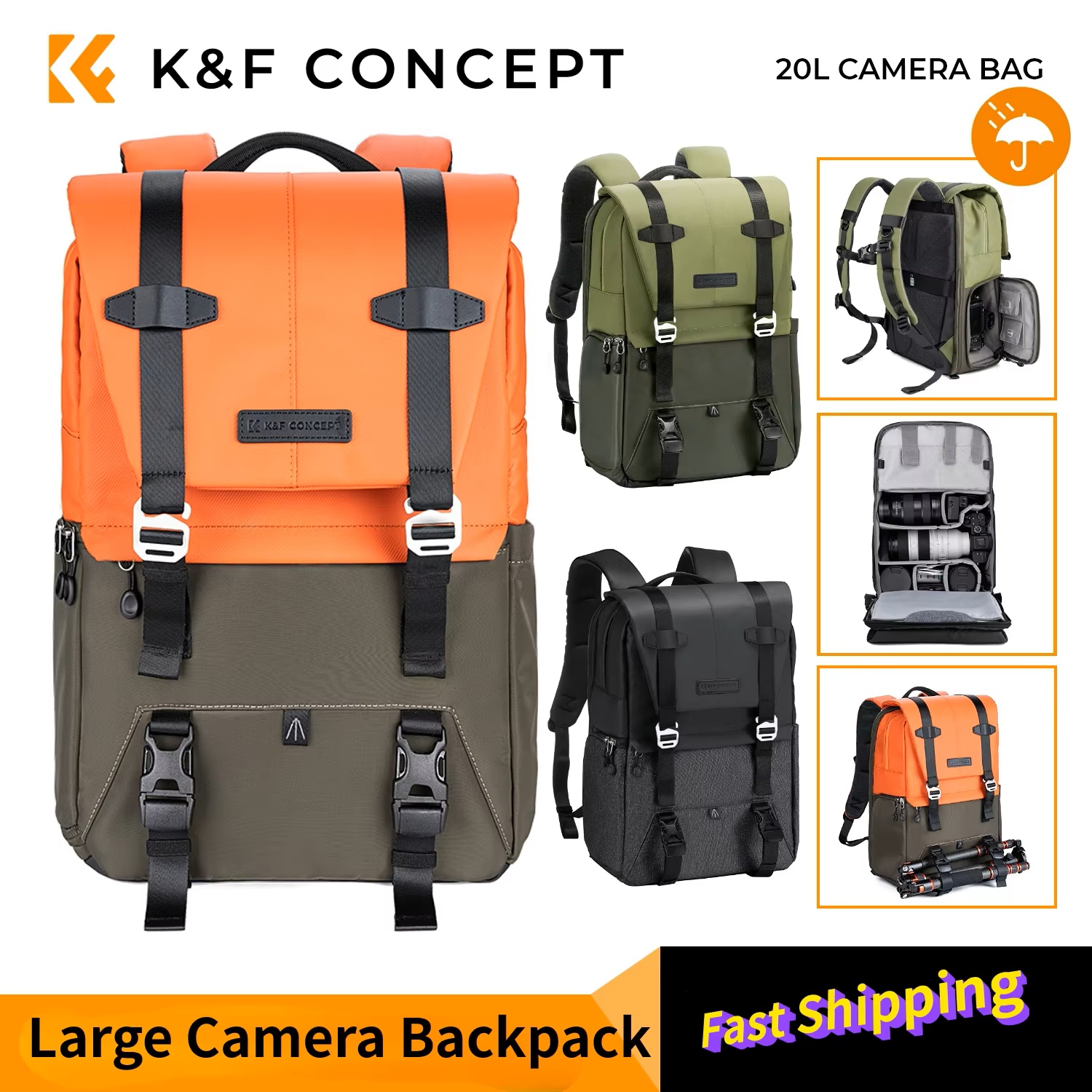 Photography Lighting Equipment Bags - K&F CONCEPT Camera Backpack Travel Photography