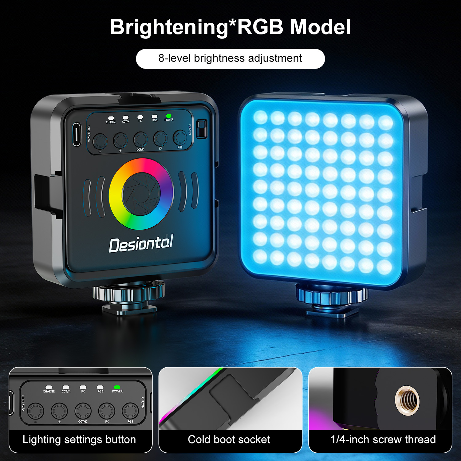 Photography Lighting Type - Desiontal X2 Portable RGB Photography Type-C