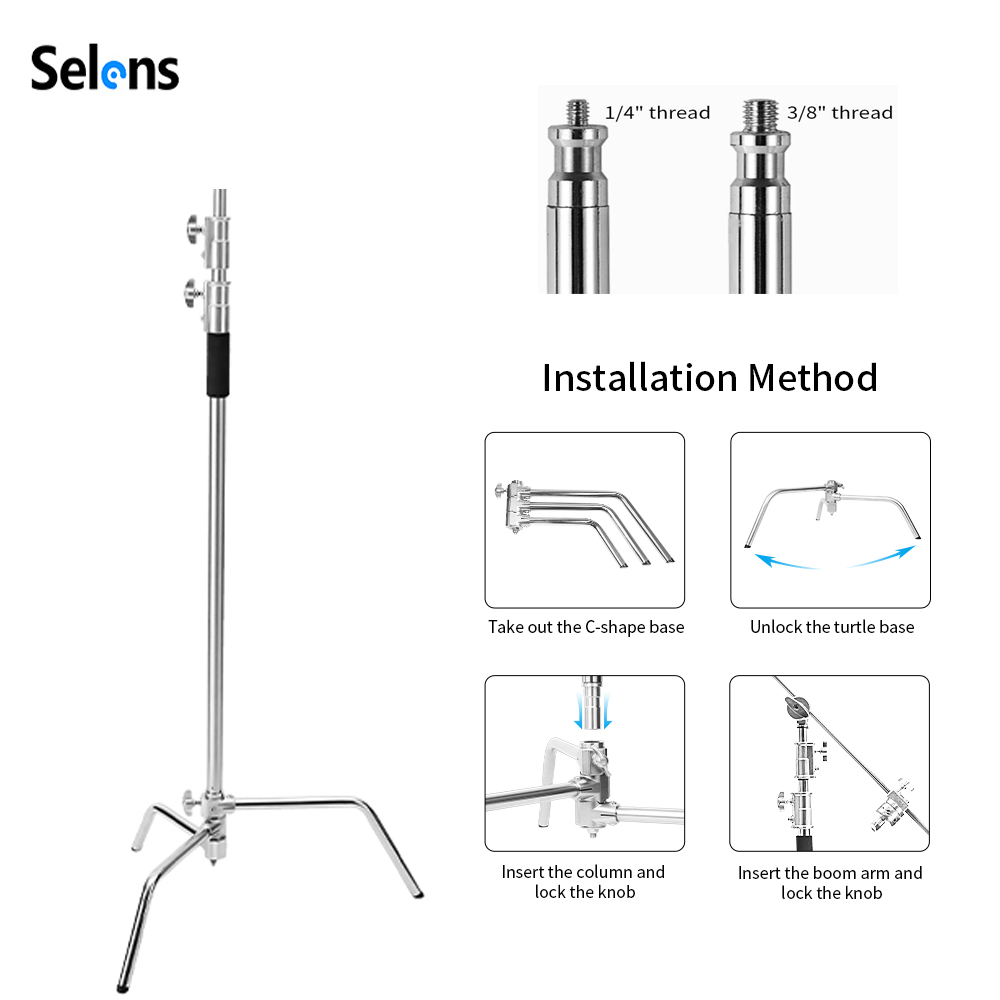 Beauty Dish 55Cm - Selens 300cm C-Stand 360° Rotatable Anti-slip