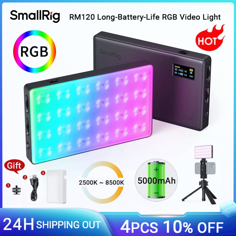 Photography Lighting With Umbrella - SmallRig RM120 Long-Battery-Life RGB Video Light