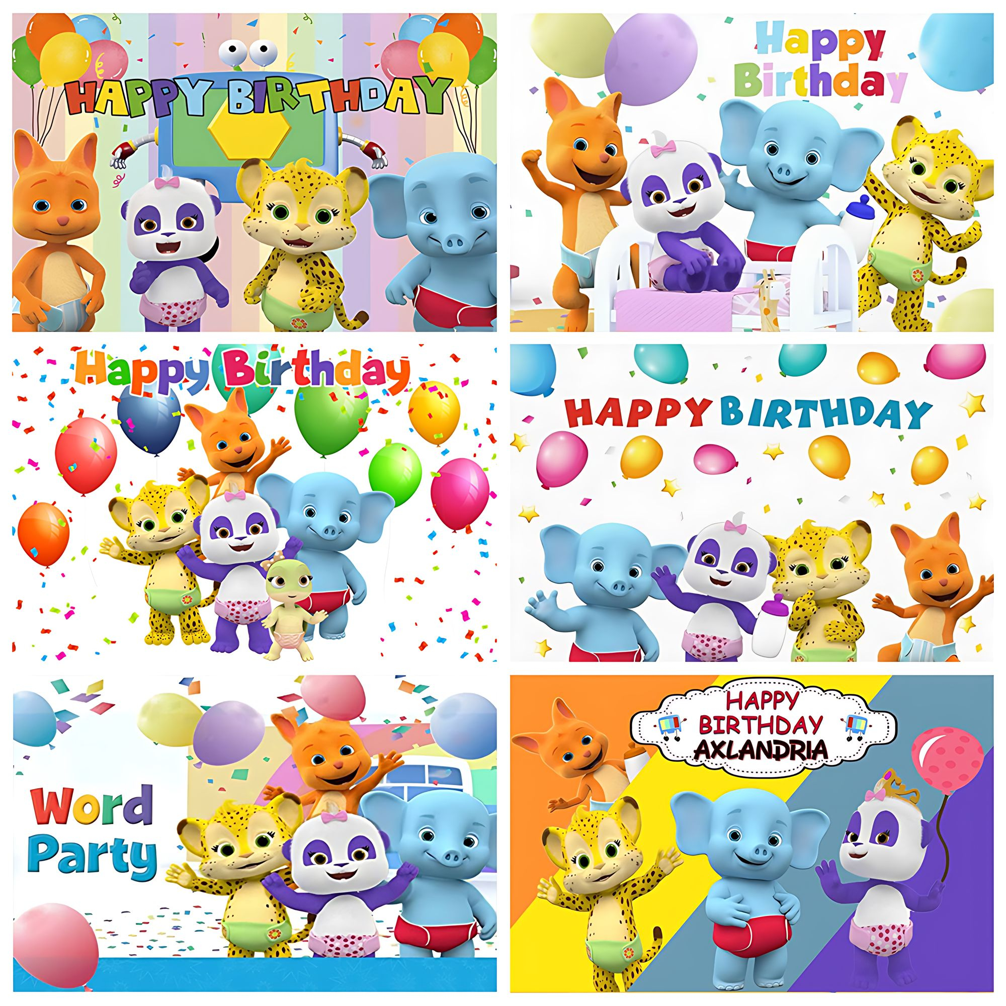 Cartoon Word Party Theme Backg - Photography Lighting Backdrop recension och pris
