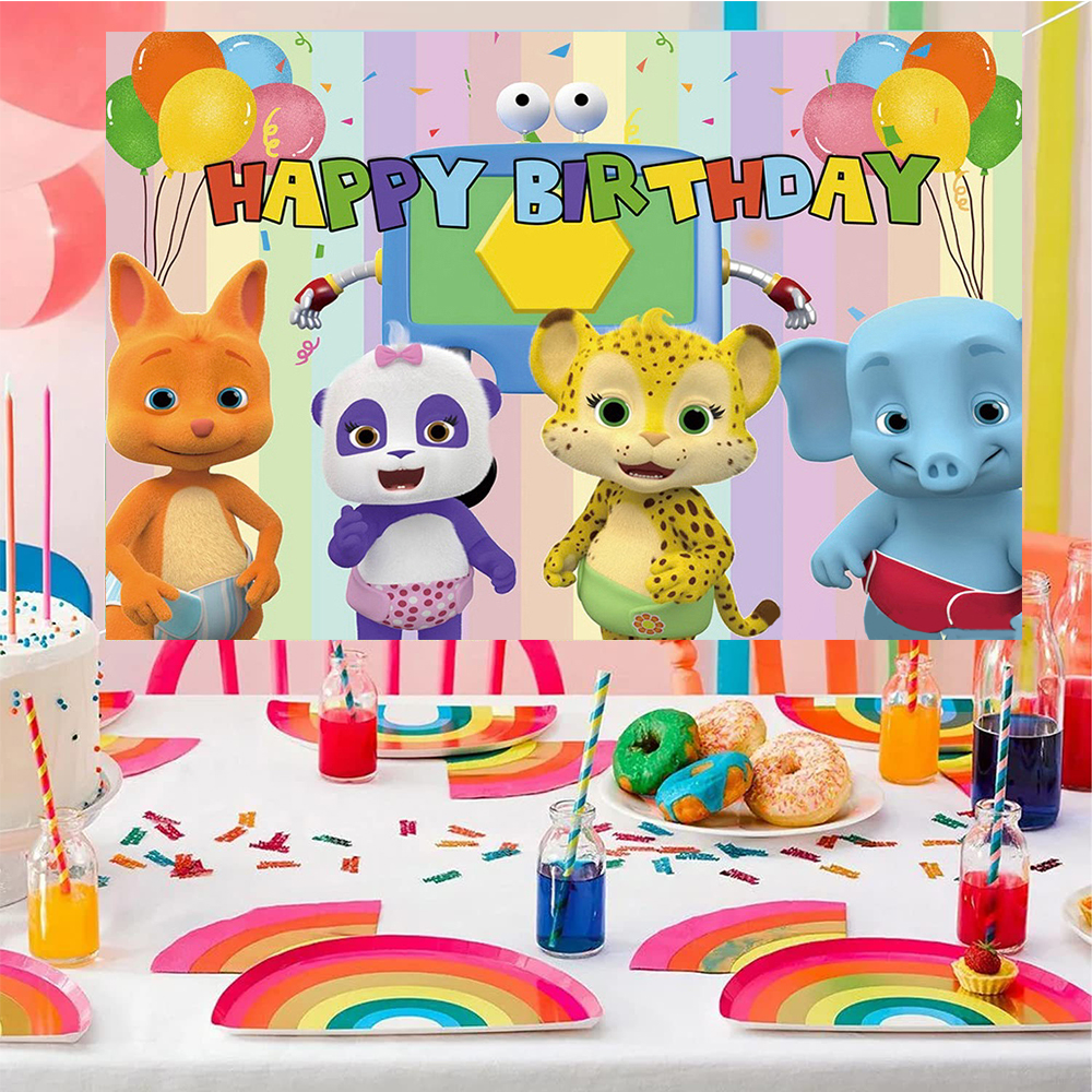 Cartoon Word Party Theme Backg - Photography Lighting Backdrop recension och pris