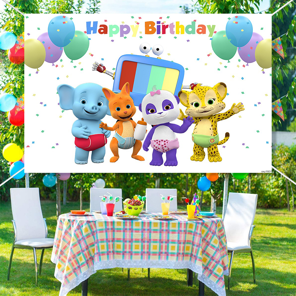 Cartoon Word Party Theme Backg - Photography Lighting Backdrop recension och pris