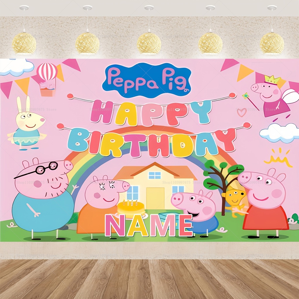 Custom Name Cartoon Peppa Pig  - Photography Lighting Backdrop recension och pris