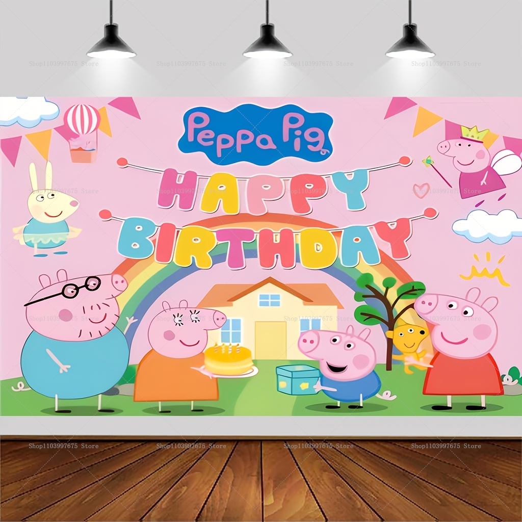 Custom Name Cartoon Peppa Pig  - Photography Lighting Backdrop recension och pris