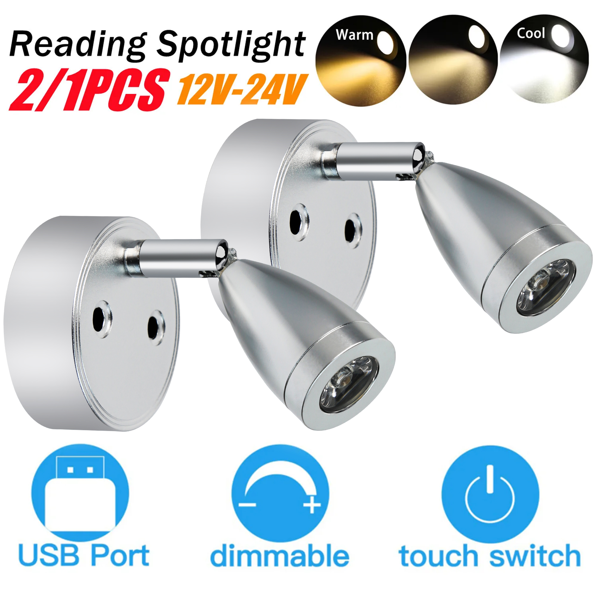 2/1PCS Silver/Black DC 12-24V  - Interior Photography Lighting recension och pris