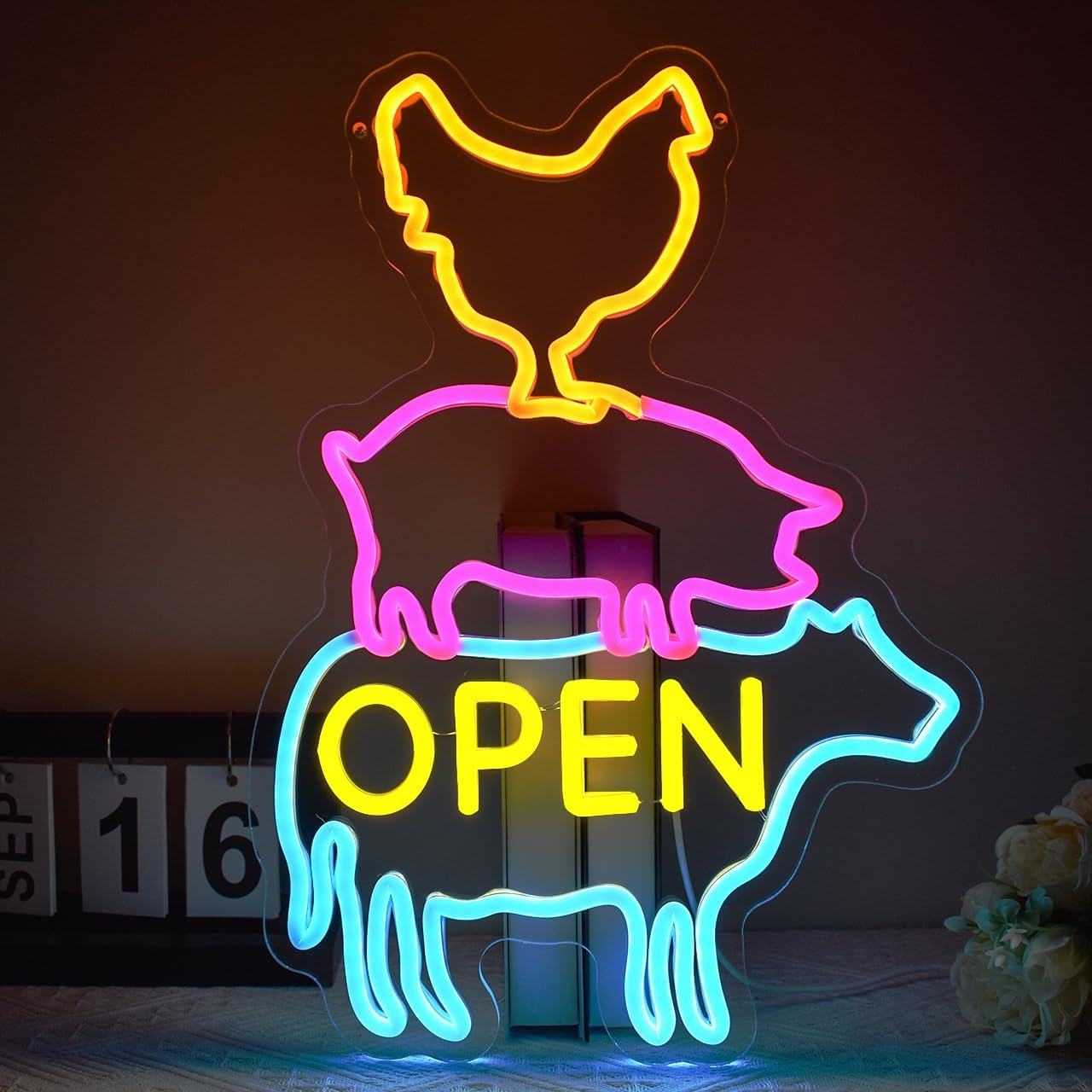 Farm Open Neon Sign Chicken Pi - Photography Lighting For Food recension och pris