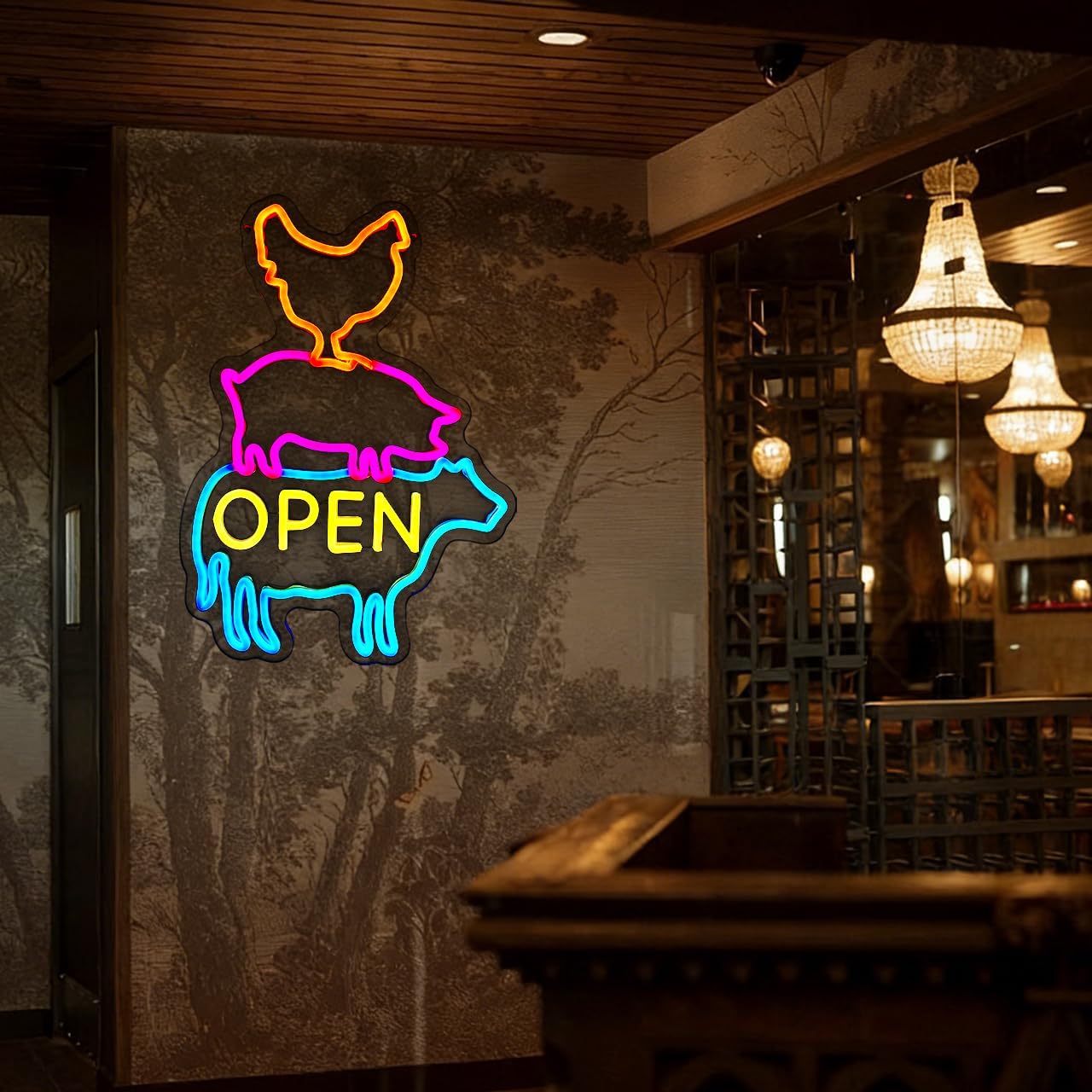 Farm Open Neon Sign Chicken Pi - Photography Lighting For Food recension och pris