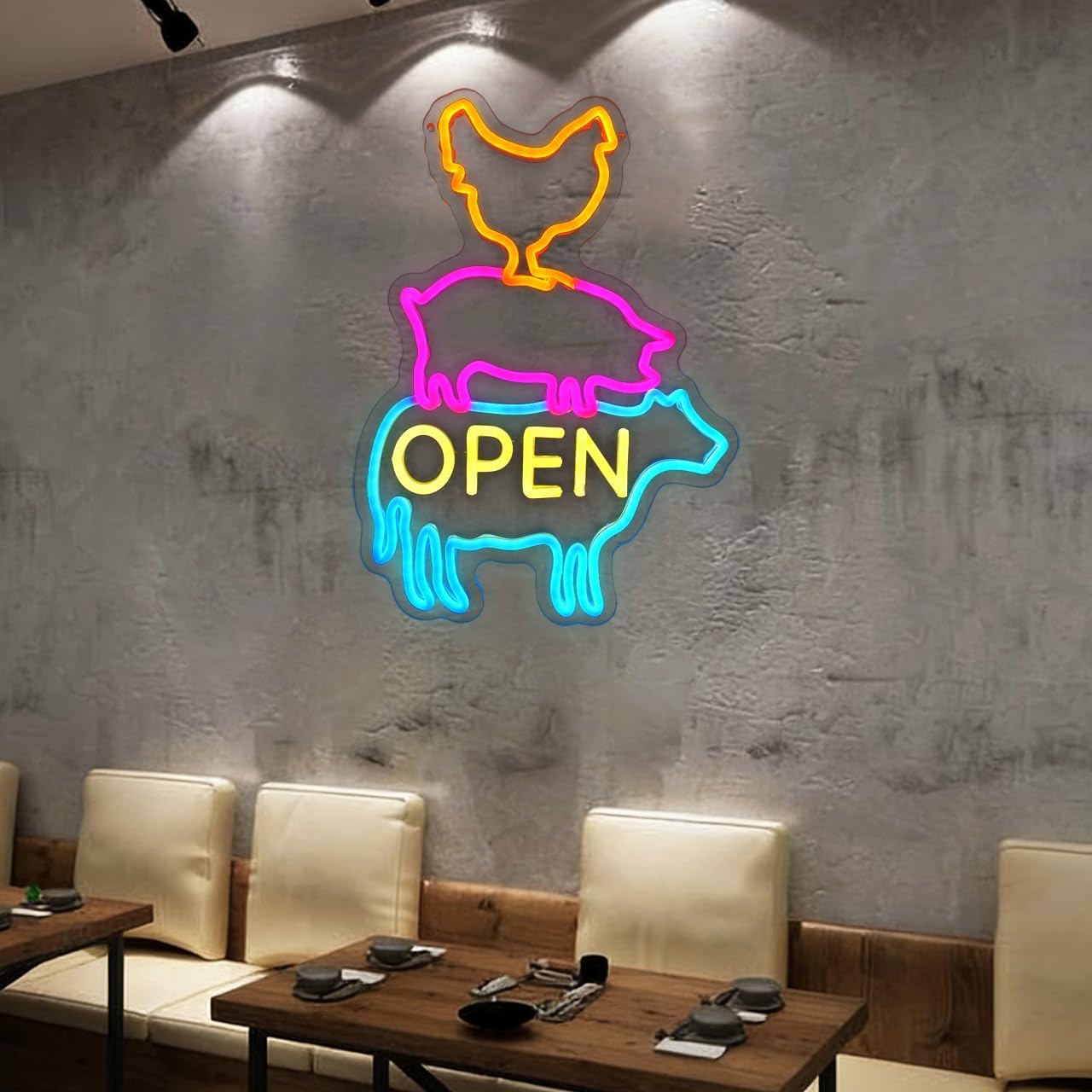 Farm Open Neon Sign Chicken Pi - Photography Lighting For Food recension och pris