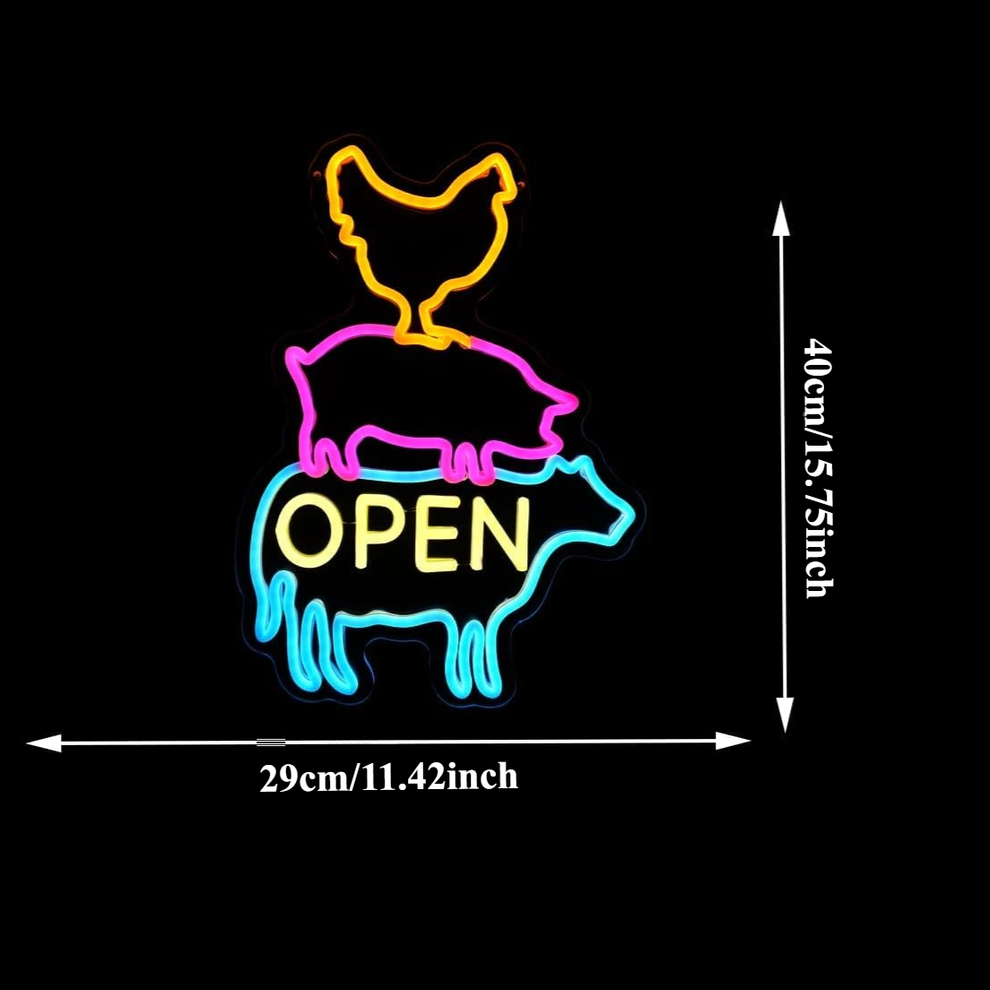 Farm Open Neon Sign Chicken Pi - Photography Lighting For Food recension och pris