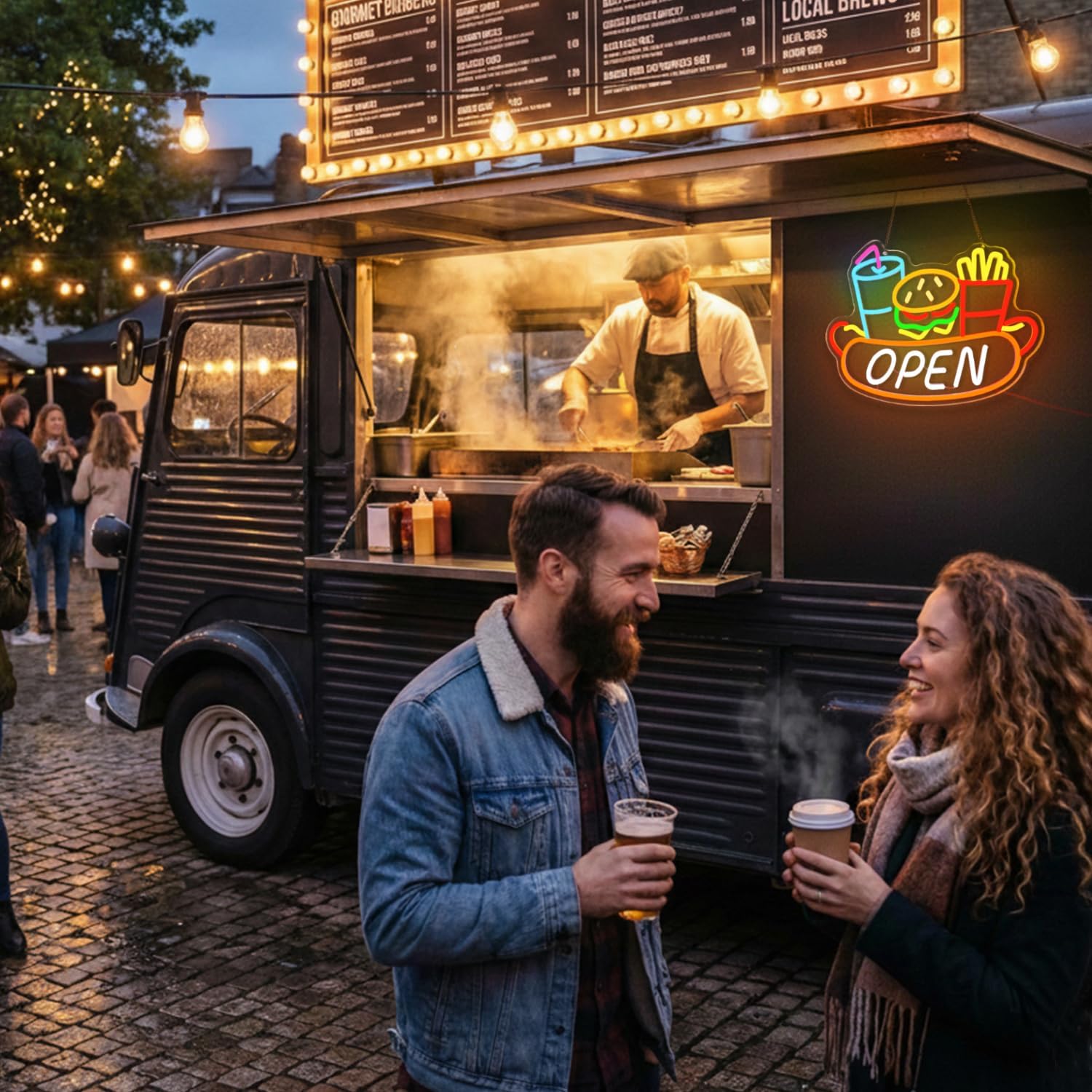 Open Neon Sign USB Burger Frie - Photography Lighting For Food recension och pris