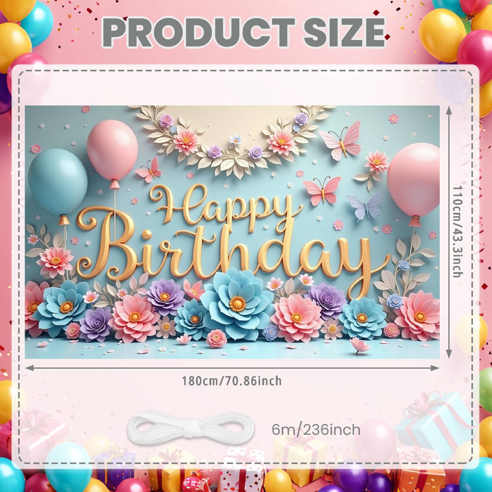Floral Theme Banner Butterfly  - Photography Lighting Backdrop recension och pris