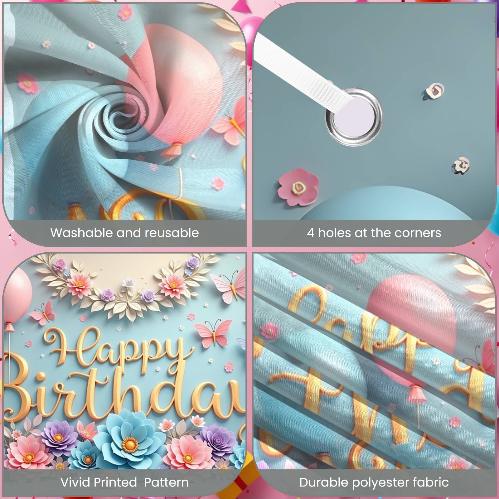 Floral Theme Banner Butterfly  - Photography Lighting Backdrop recension och pris