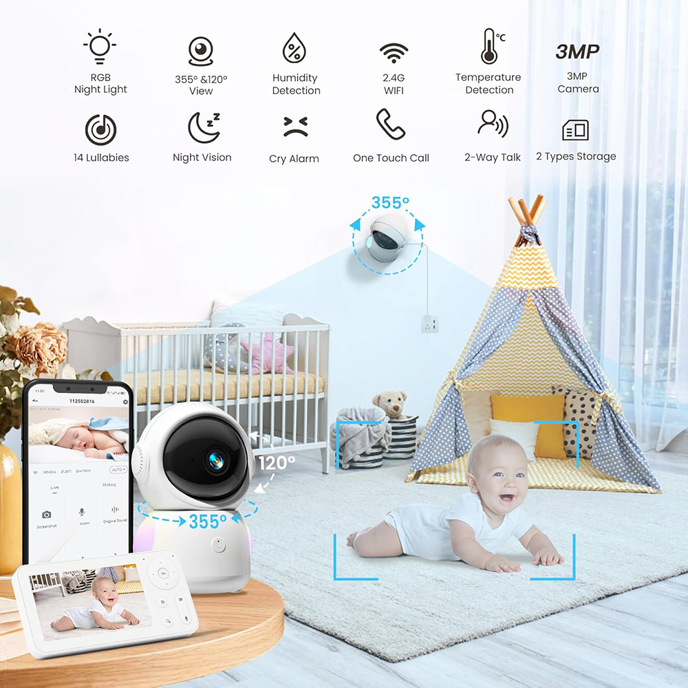 2K Baby Monitor with 2 Cameras - Photography Lighting With Umbrella recension och pris