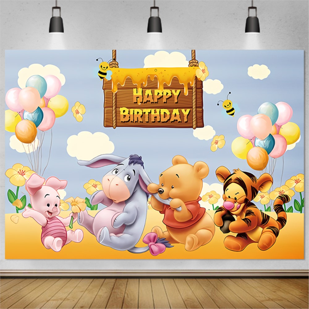 Bear Winnie The Pooh Birthday  - Photography Lighting Backdrop recension och pris